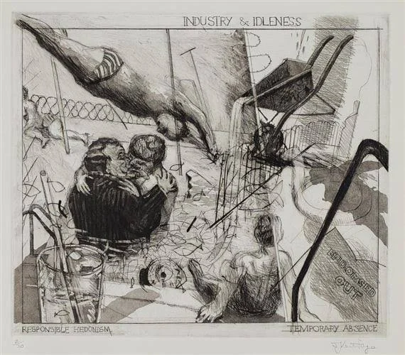 Industry and Idleness, Etching, 295mm x 253mm